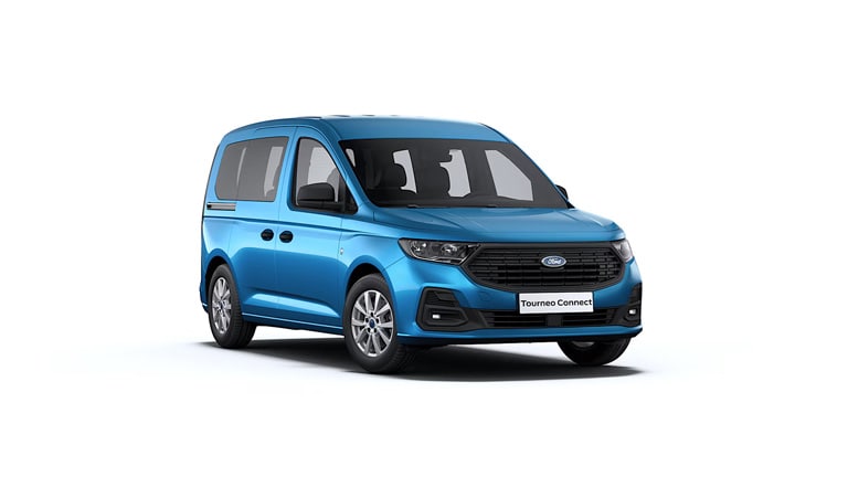Frontansicht eines blauen Ford Tourneo Connect