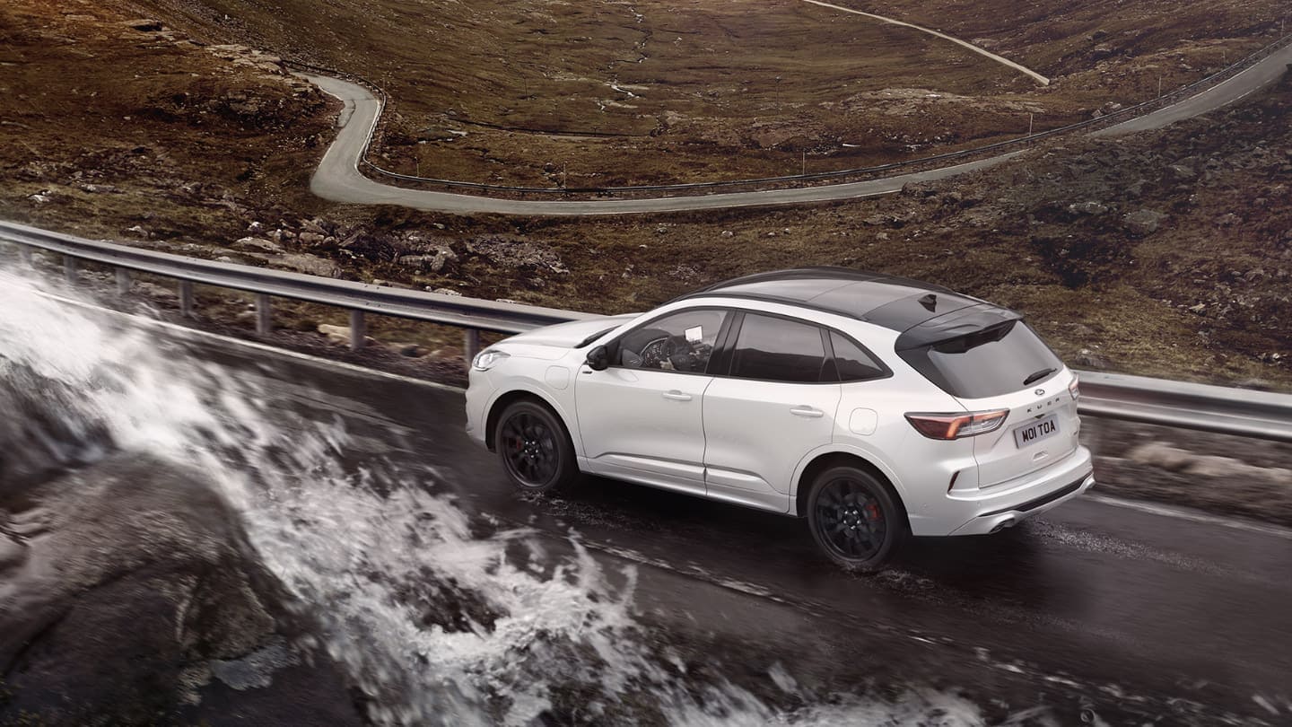 Ford Kuga driving on a mountain road