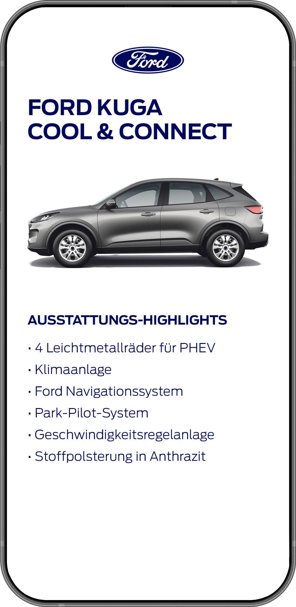 Stilvolle 2023 Ford Kuga Cool Connect Ebenbild