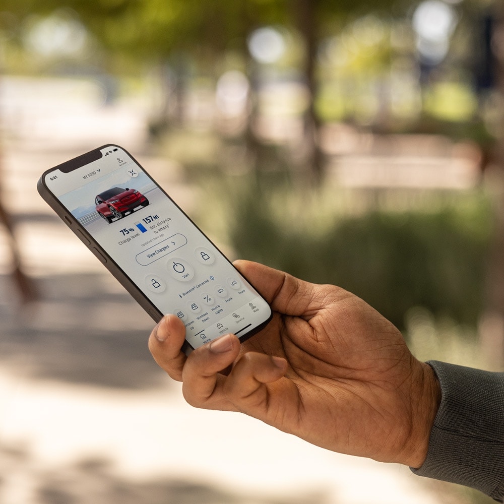 Detail view of the FordPass app on a mobile phone