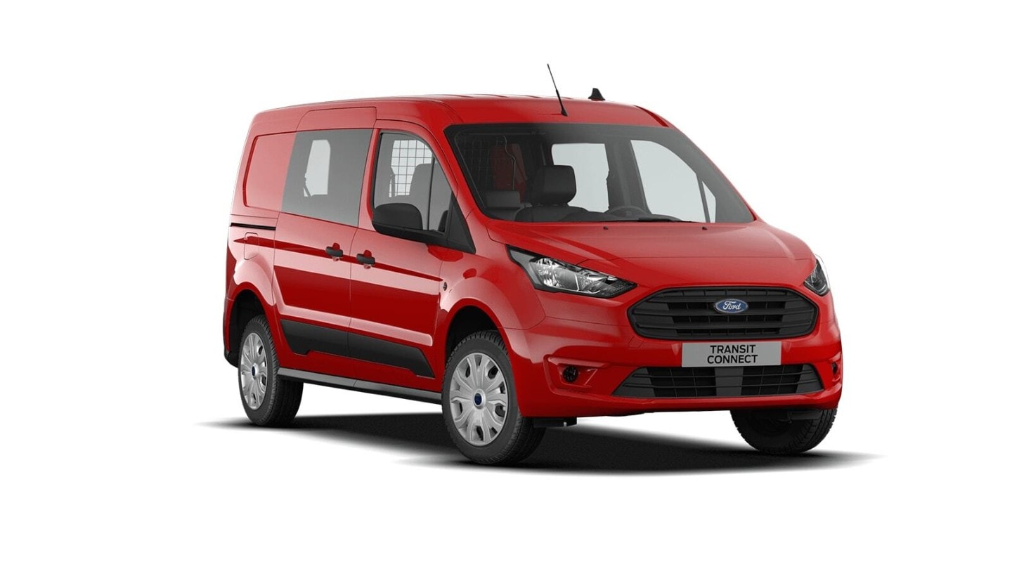 Ford Transit Connect Doppelkabine rot ¾-Frontansicht