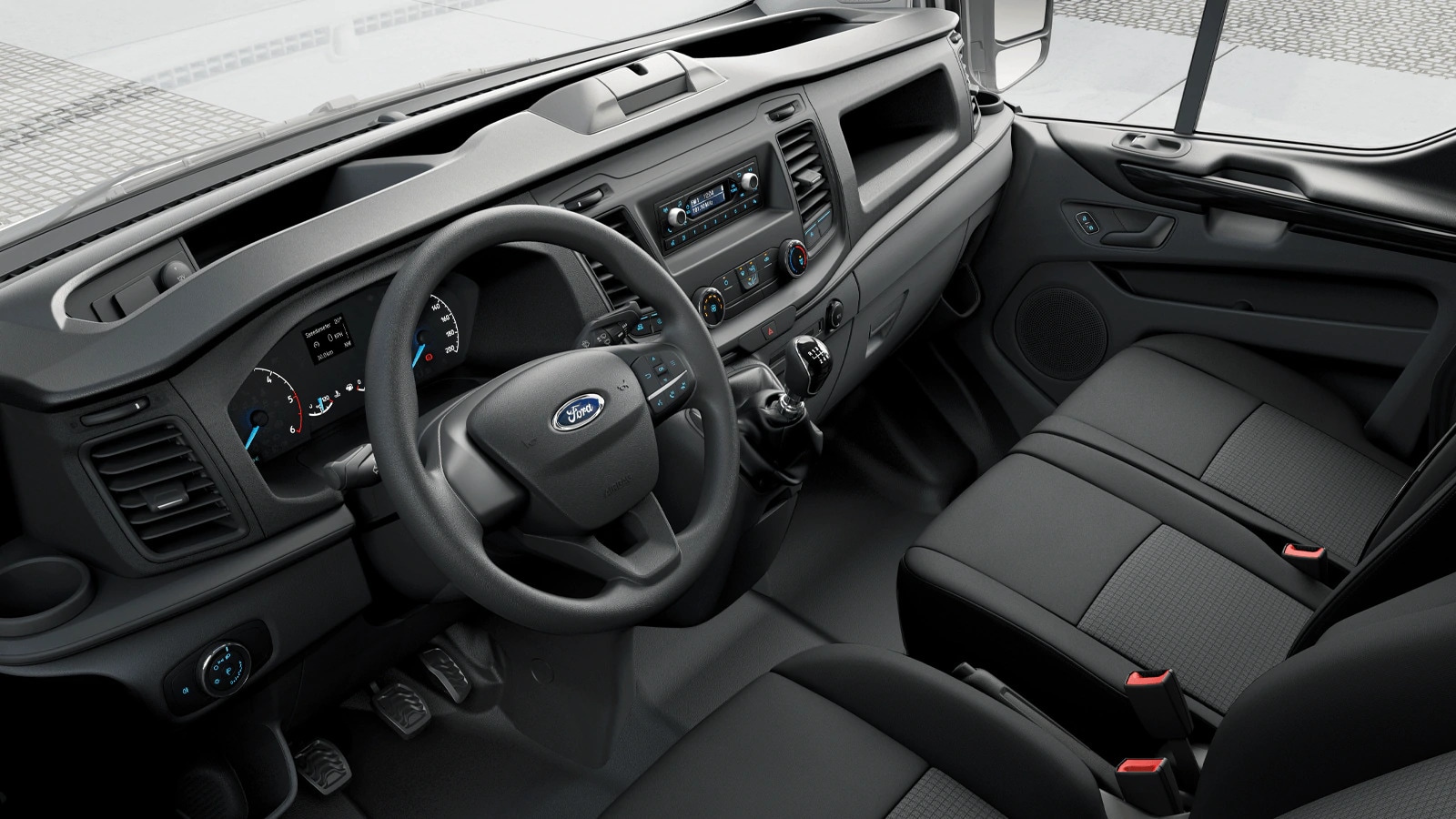 Ford Transit Custom Kastenwagen PKW Innenraumansicht Detail Blick von Fahrersitz