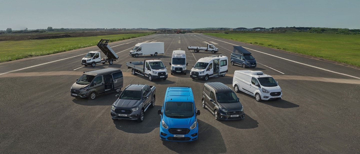 Birds eye view of Ford commercial vehicles range
