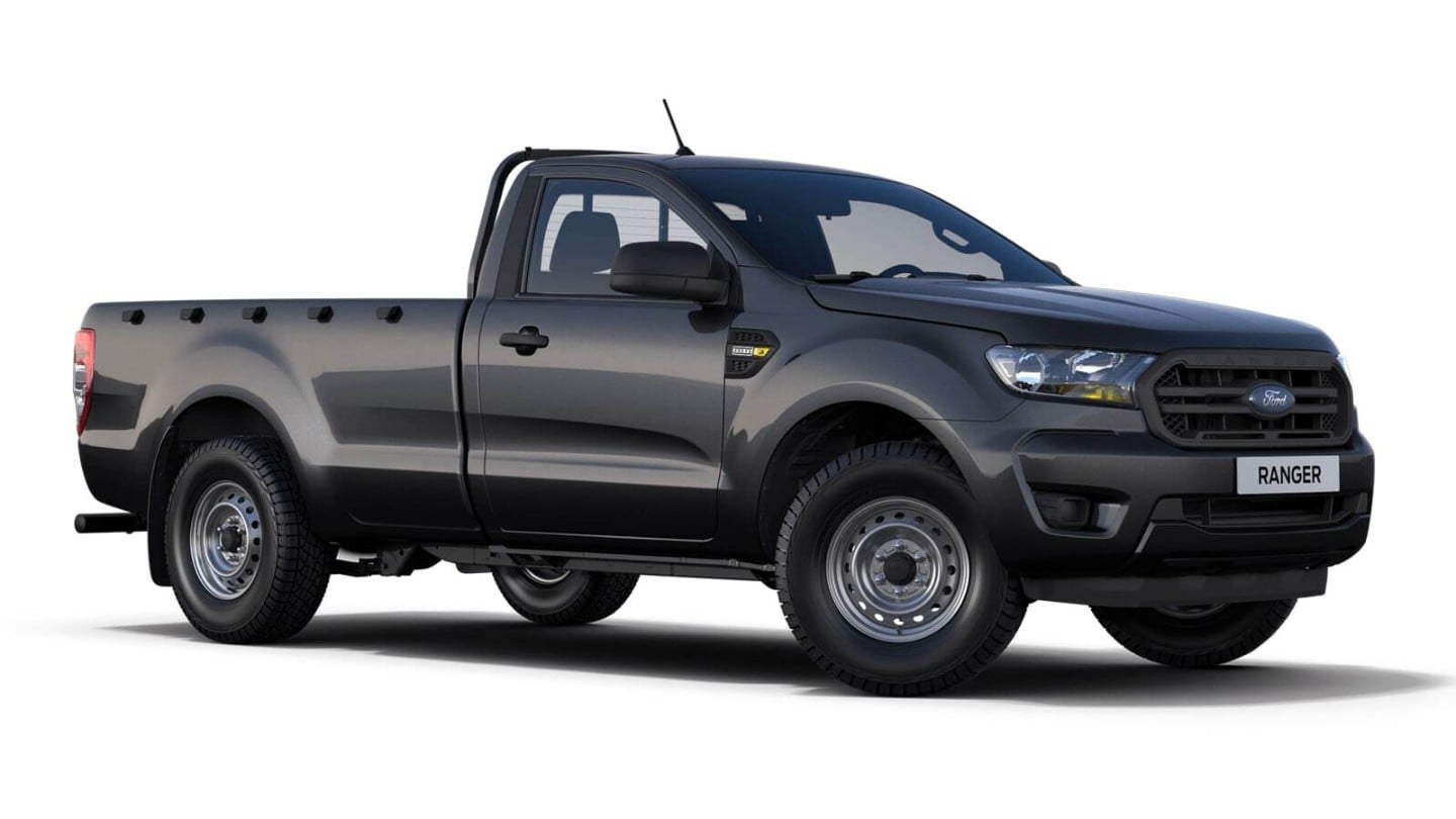 Grey Ford Ranger XL from 3/4 front angle
