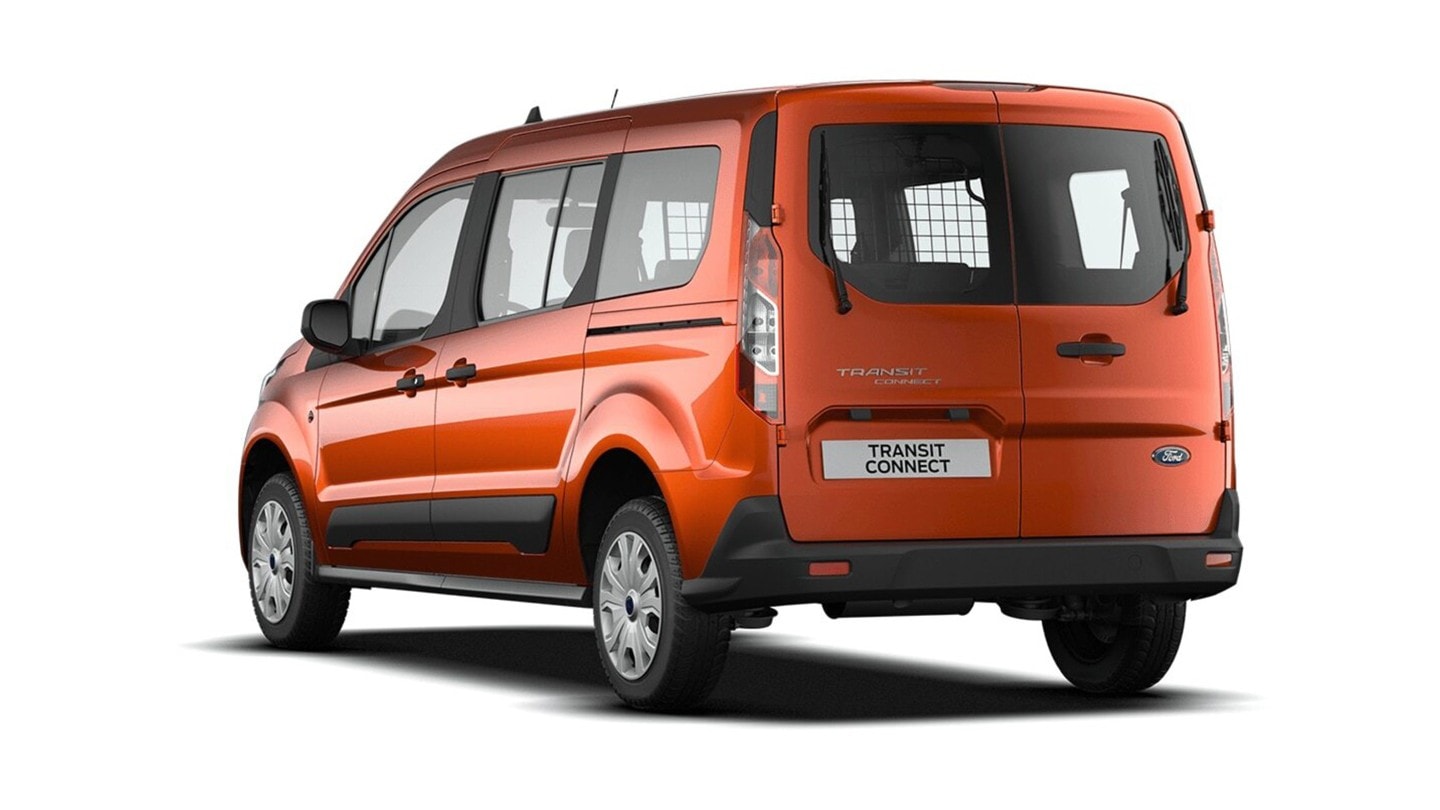 Ford Transit Connect Kombi L1 orange ¾-Heckansicht