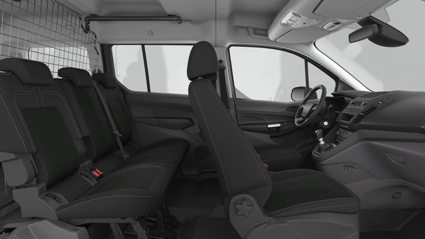 Ford Transit Connect Kombi Innenraumansicht mit zweiter Sitzreihe von Beifahrerseite
