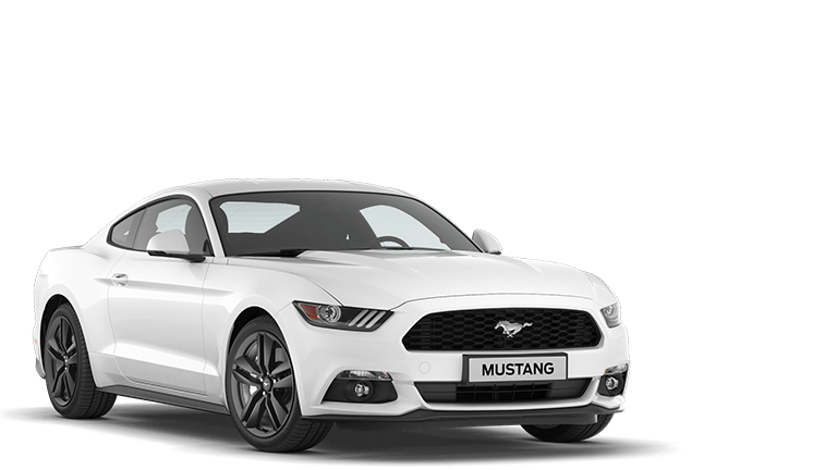 Ford Mustang rot, Sicht von drei Vierteln vorne