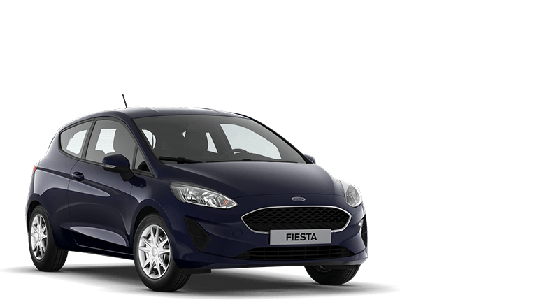 Ford Fiesta rot, Sicht von drei Vierteln vorne