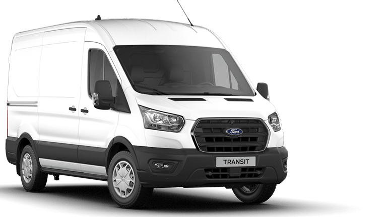 Ford Transit, weiss, Sicht von drei Vierteln vorne