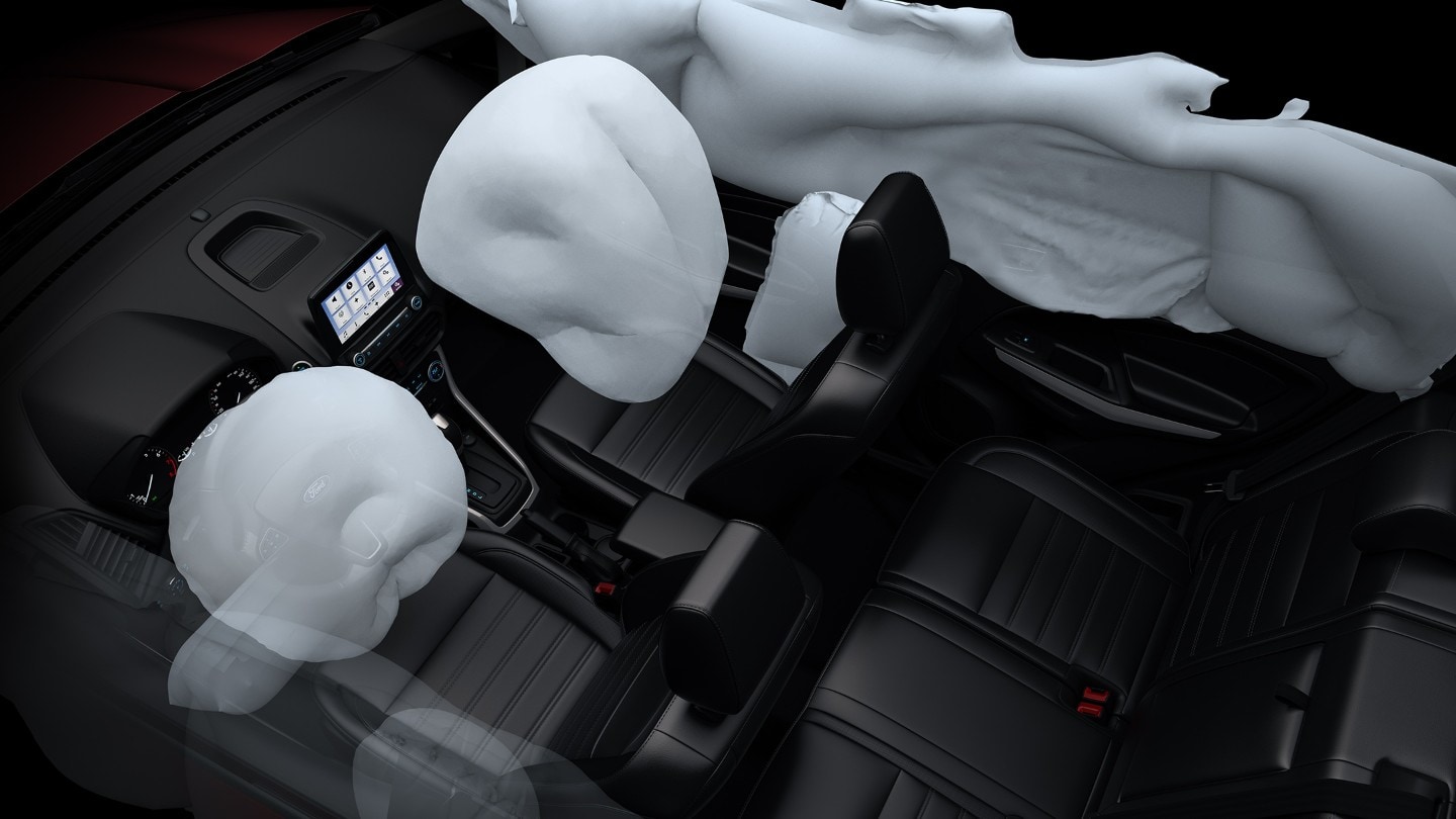 Ford Puma. Draufsicht mit schematischer Darstellung der aktivierten Airbags