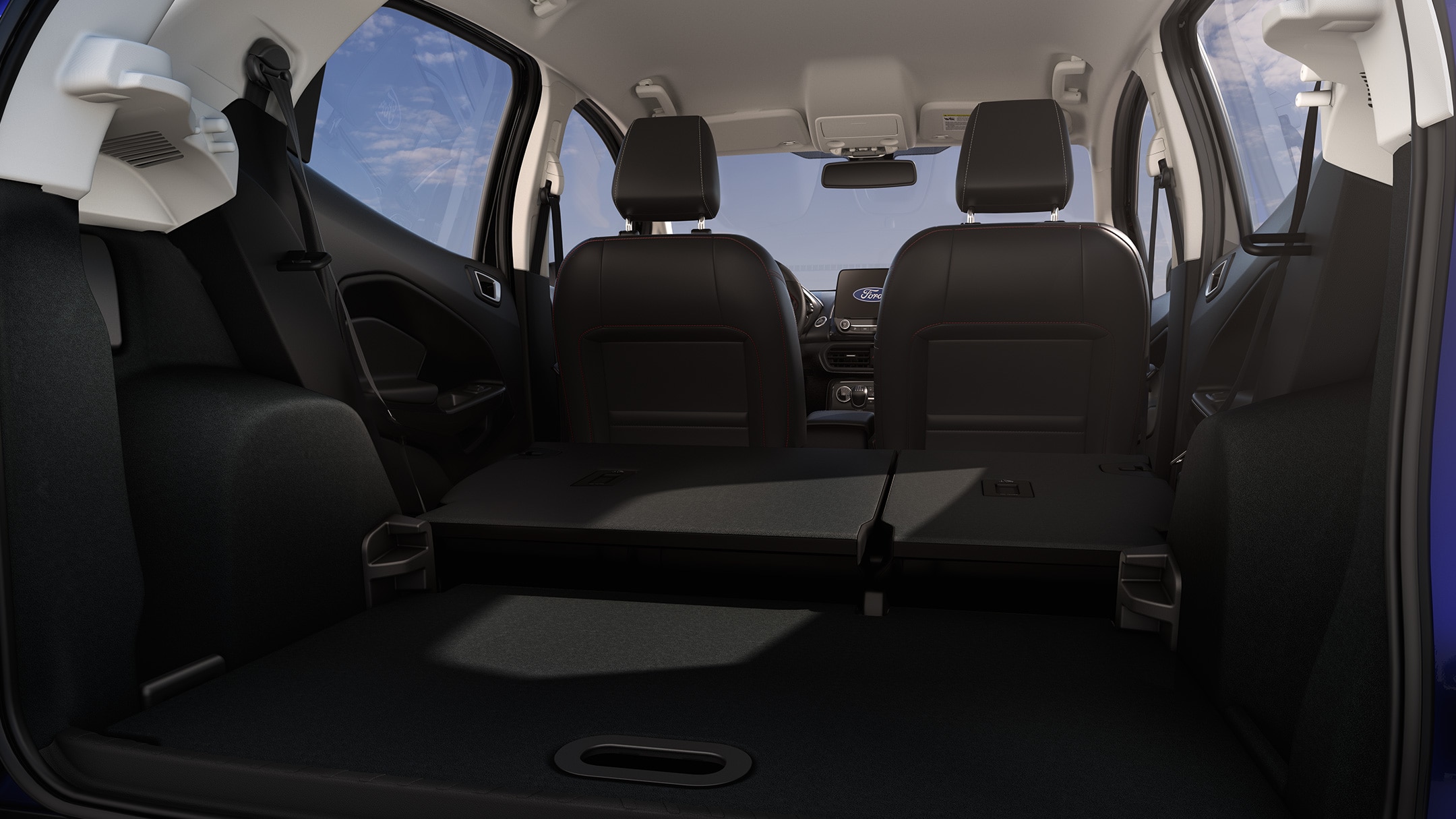 Ford EcoSport Detailansicht des Kofferraumes mit eingeklappten Rücksitzen