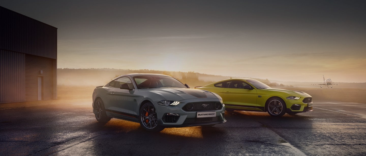 Ford Mustang parked on a runway