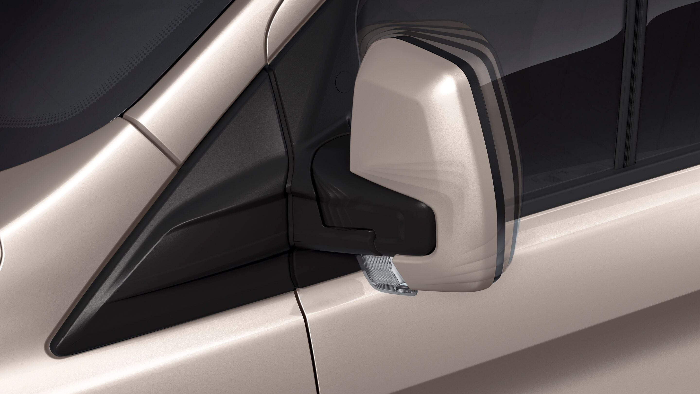 Ford Tourneo Custom Champagner Ausschnitt Außenspiegel im Detail