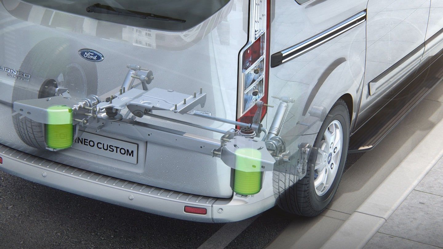 Ford Transit und Tourneo Custom Illustration Zusatz-Luftfederung für die Hinterachse