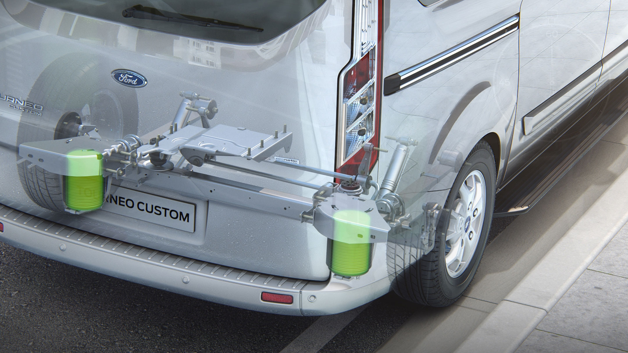 Ford Tourneo Custom Illustration Zusatz-Luftfederung für Hinterachse