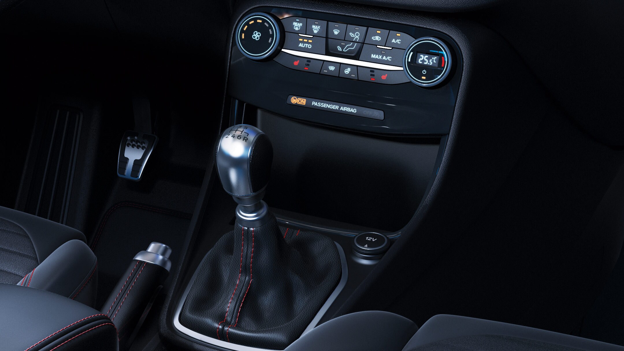 Ford Puma. Detailansicht Mittelkonsole mit Klimaanlagensteuerung