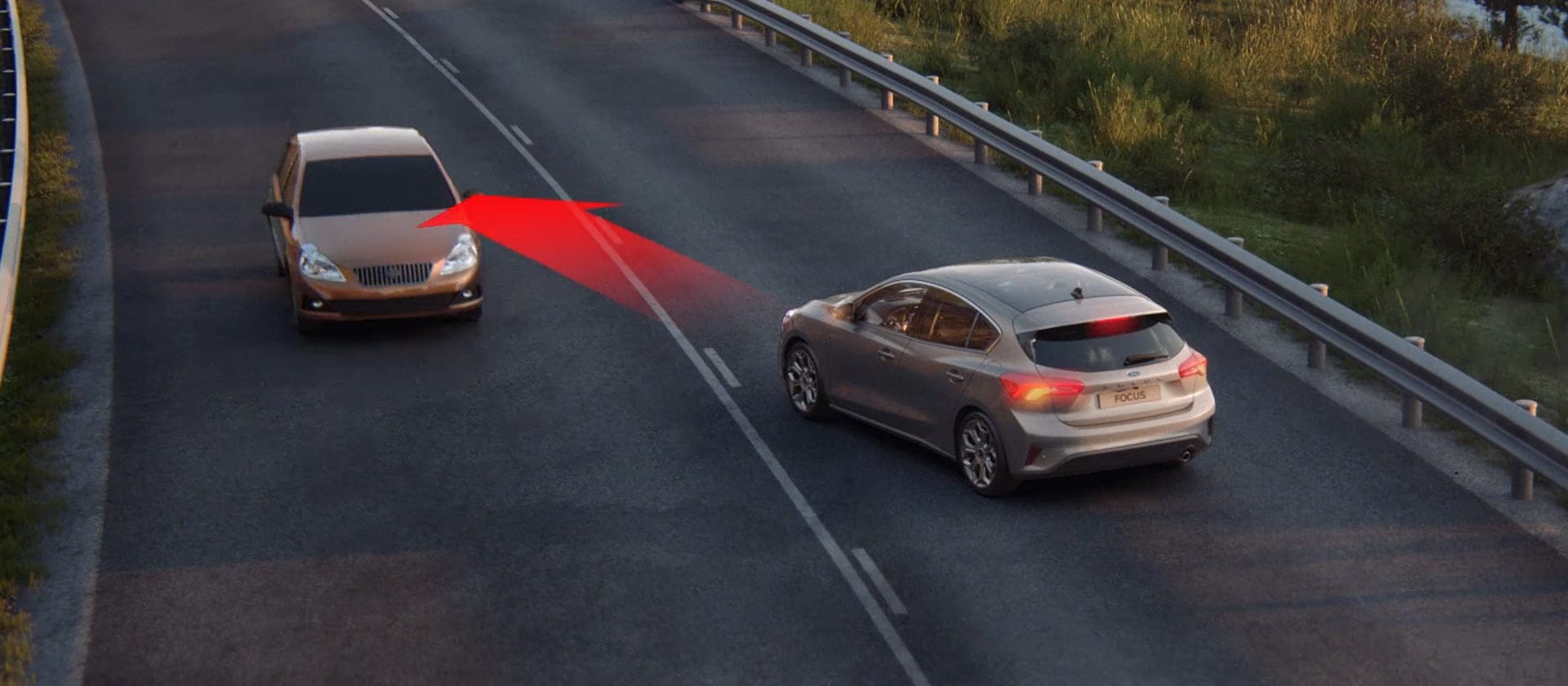 Grafik zeigt das Pre-Kollisionsbremssystem in Aktion.