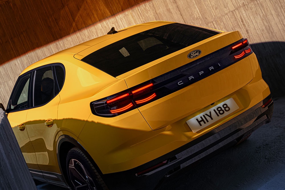  Nahaufnahme der neuen Ford Capri® Rückleuchten inspiriert vom Original Capri.