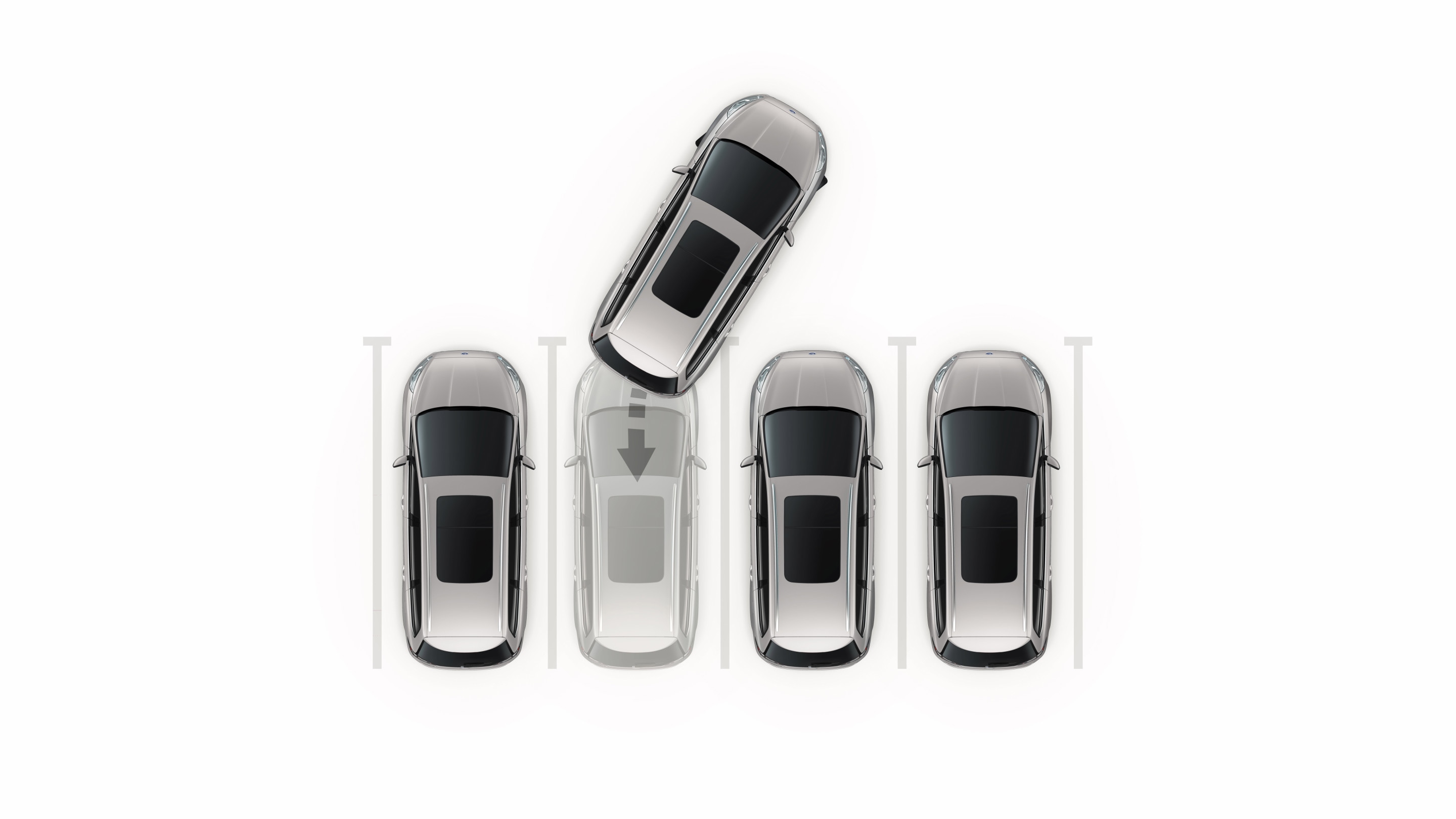 Ford Galaxy Hybrid. Visualisierung des Park-Assistenten mit Ein- und Ausparkfunktion