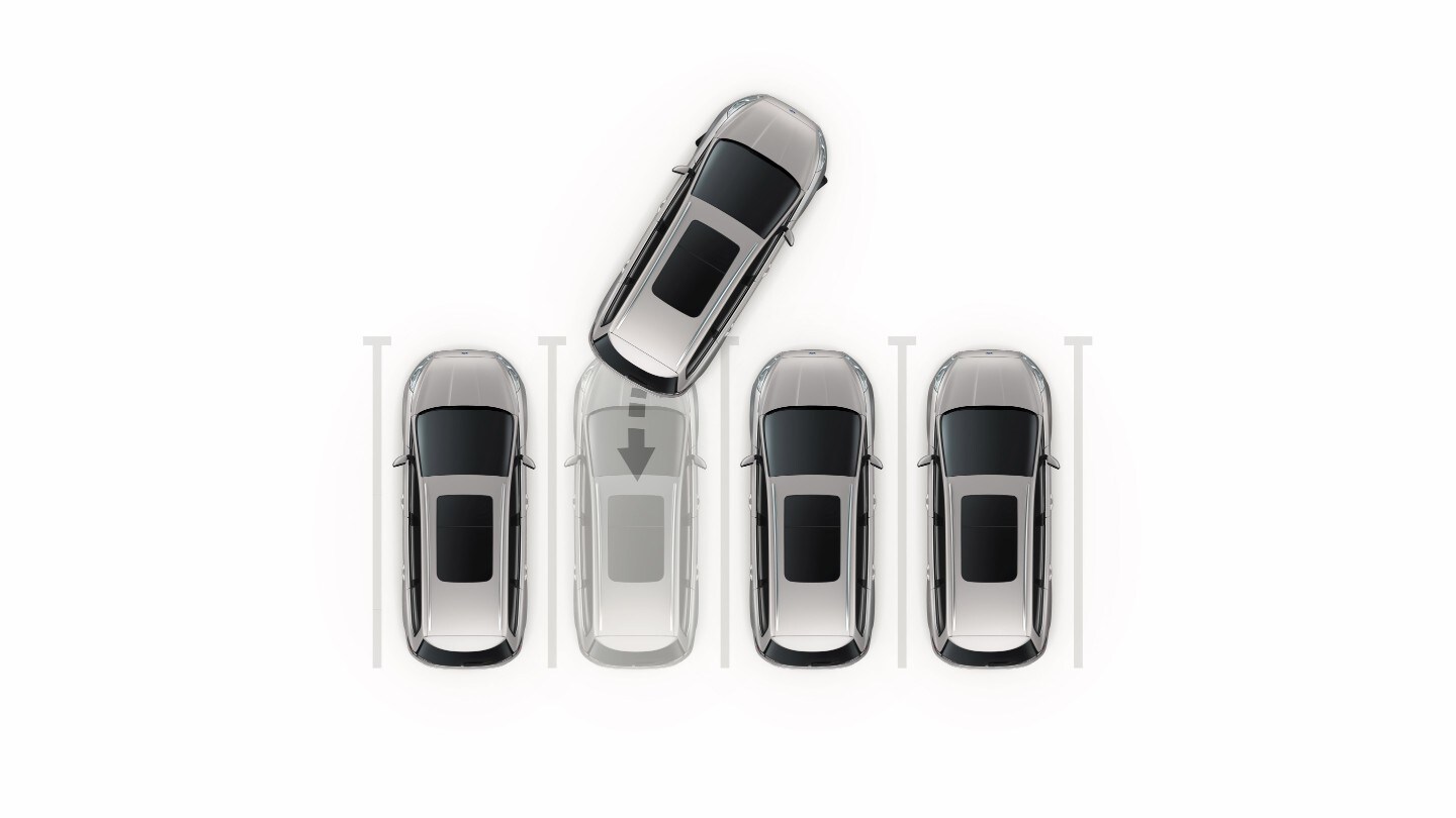 Ford Galaxy Hybrid. Visualisierung des Park-Assistenten mit Ein- und Ausparkfunktion