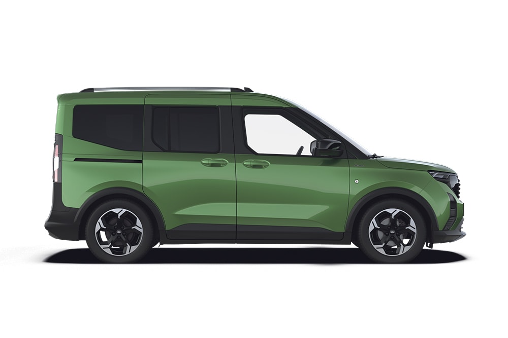 Grüner Ford Tourneo Courier, Teil der Großraumlimousinen- und Kleinbus-Reihe von Ford.