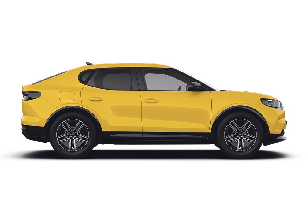 Gelber Ford Capri, Teil der Ford SUV-Reihe.