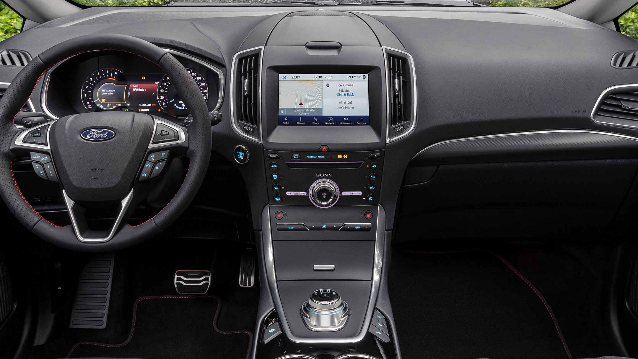 Ford S-MAX Hybrid. Detailansicht Mittelkonsole mit Touchscreen
