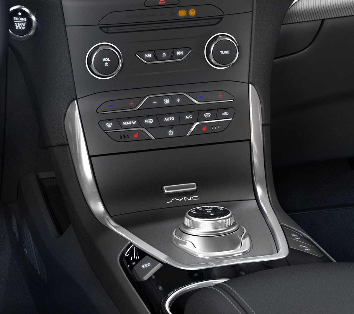 Ford S-MAX ST-Line Hybrid Detailansicht Electronic Shifter, Drehschalter für Automatikgetriebe