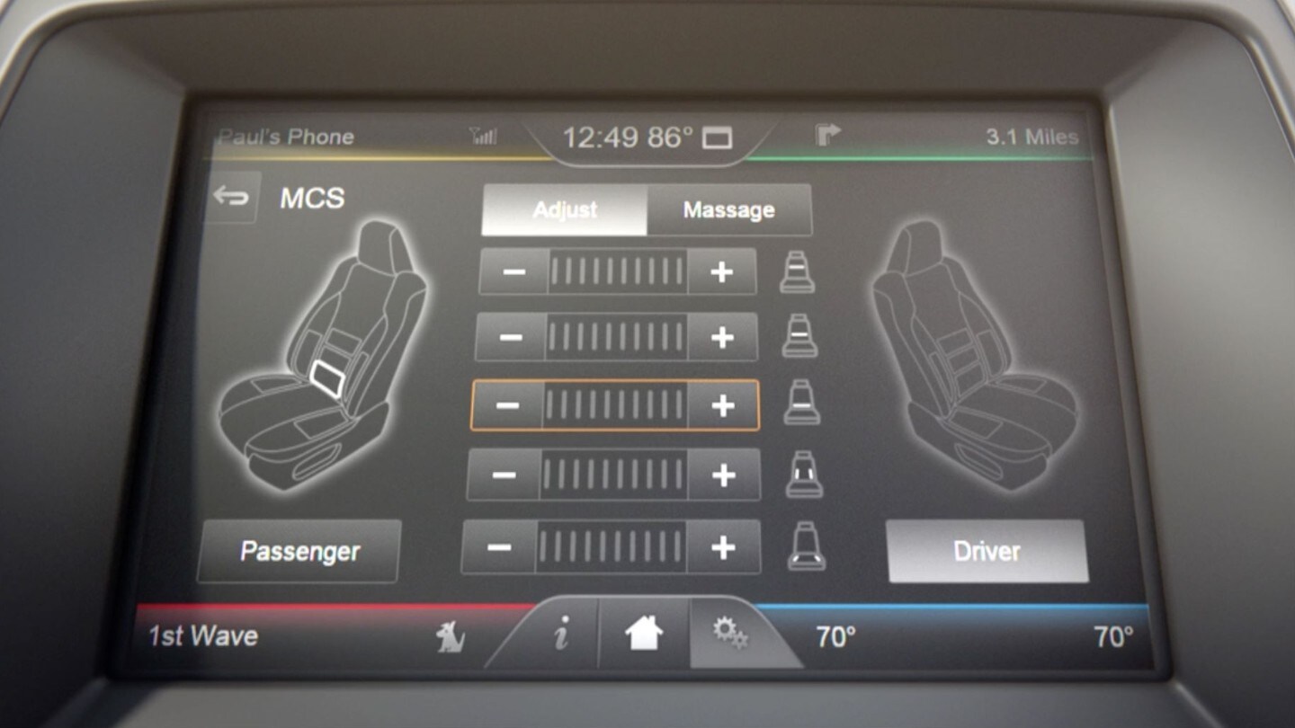 Ford S-MAX Innenraum Display mit Optionen für Multikontur-Sitze