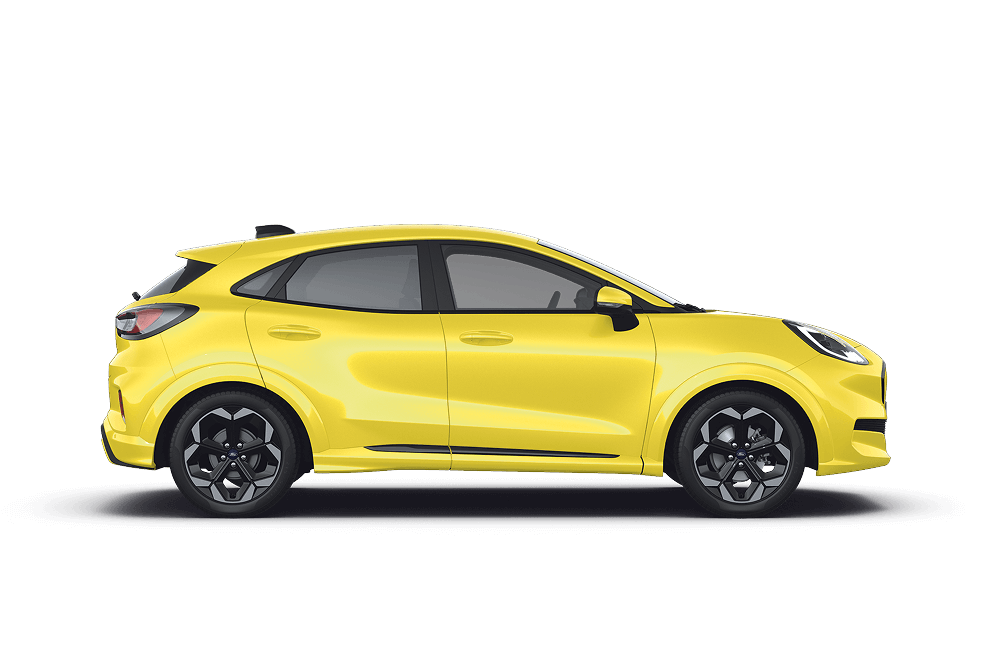 Yellow Ford Puma Gen-E, part of the Ford SUV range.