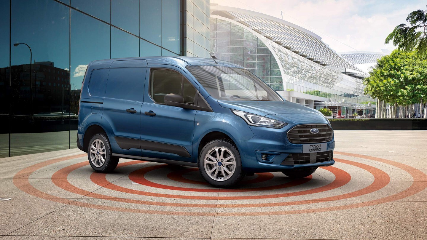 Ford Transit Connect Blau Seitenansicht Diebstahl-Alarmanlage Illustration