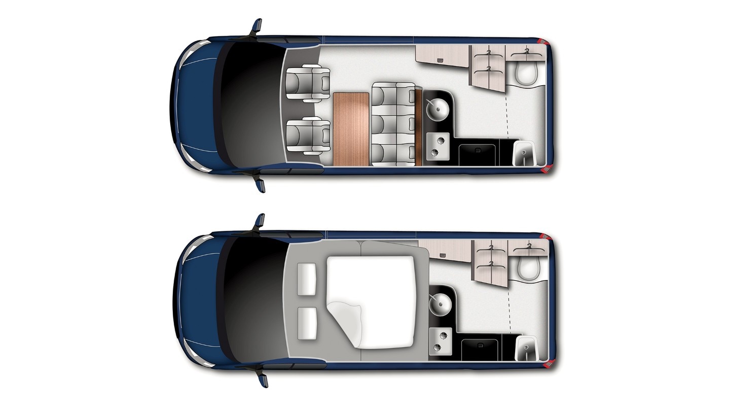 Ford Transit Custom Nugget Plus Ansicht Vogelperspektive Illustration