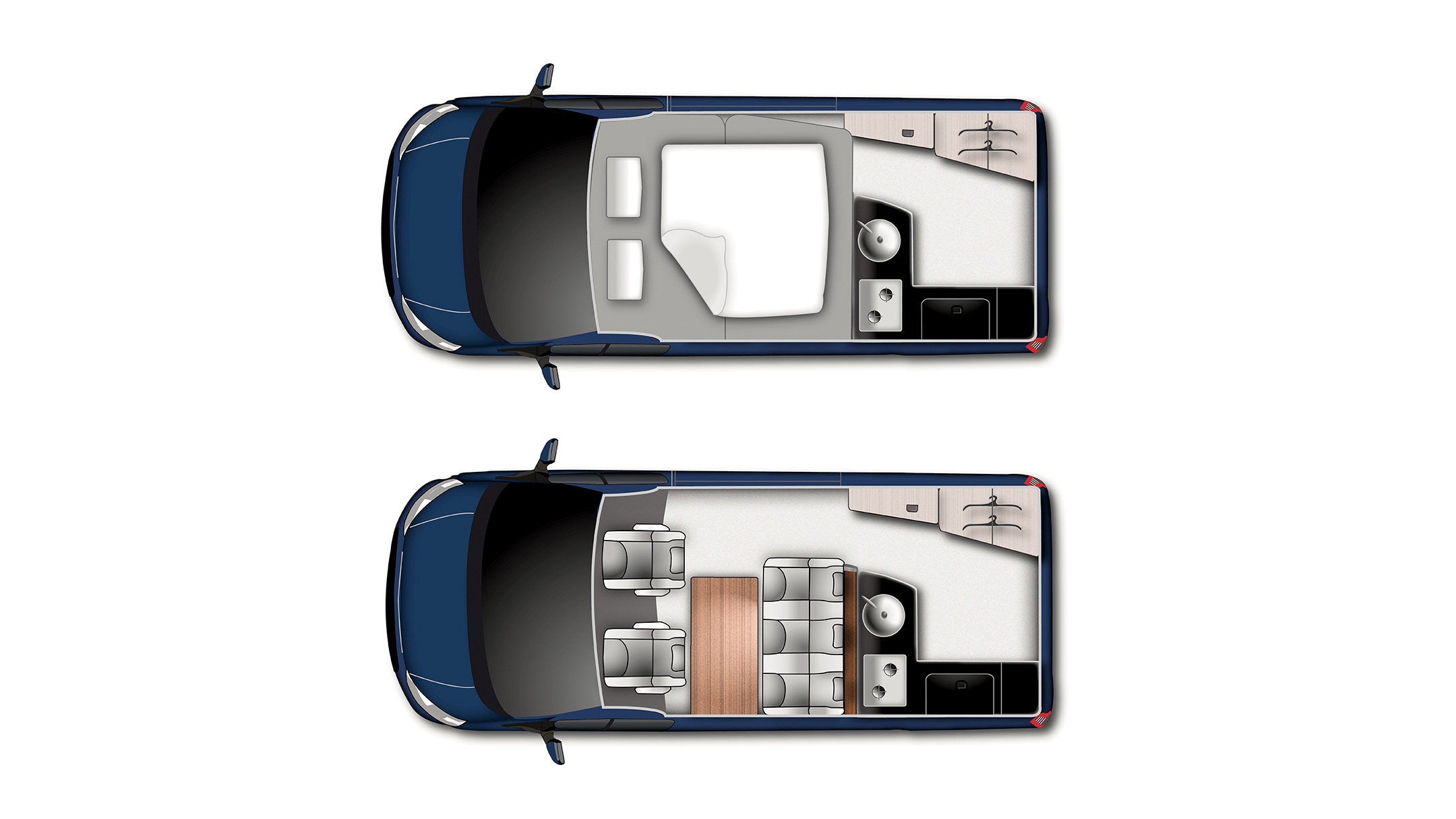 Ford Transit Custom Nugget Ansicht Vogelperspektive Illustration