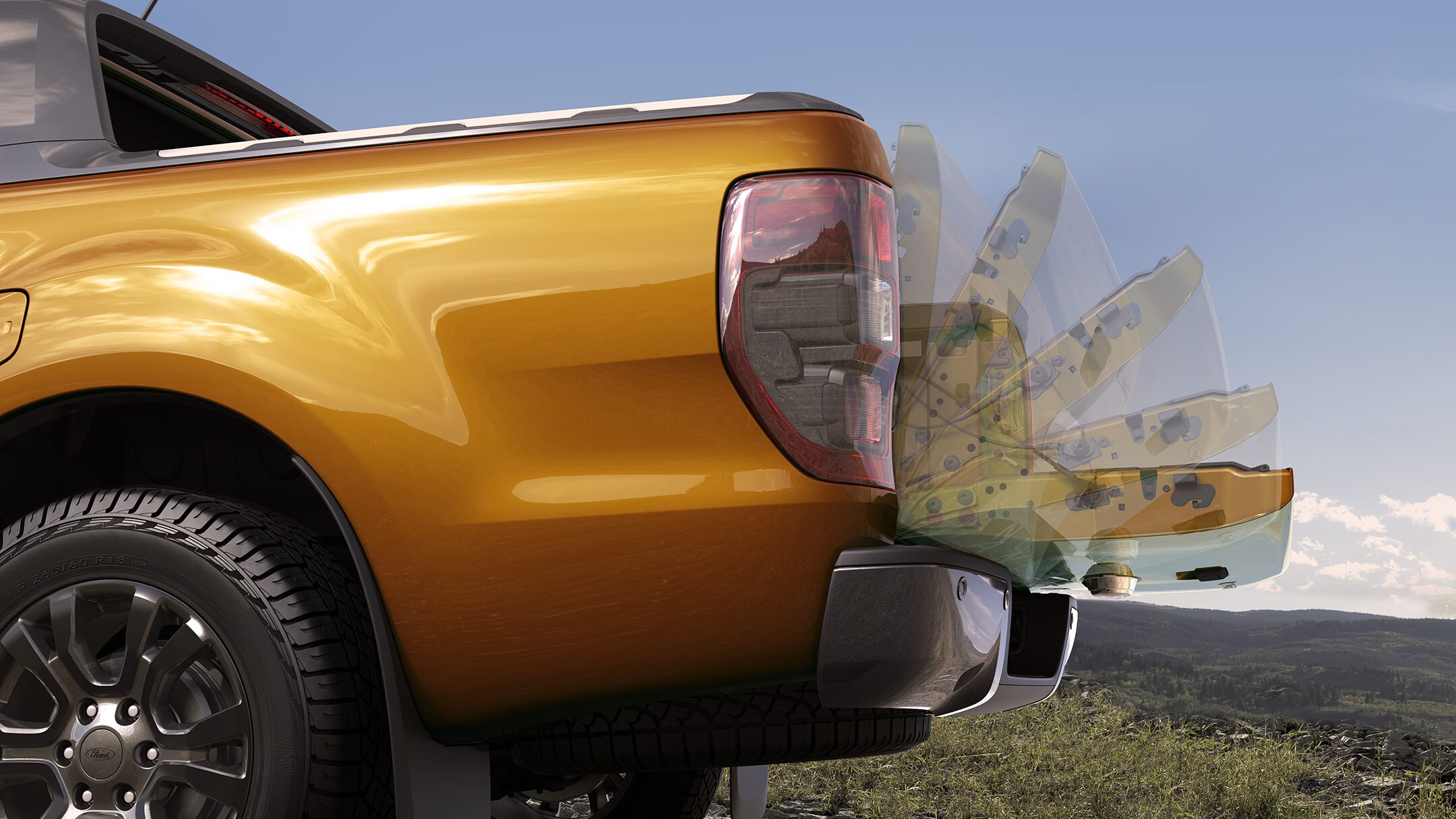 Ford Ranger Orange Seitenansicht Heckklappe Illustration