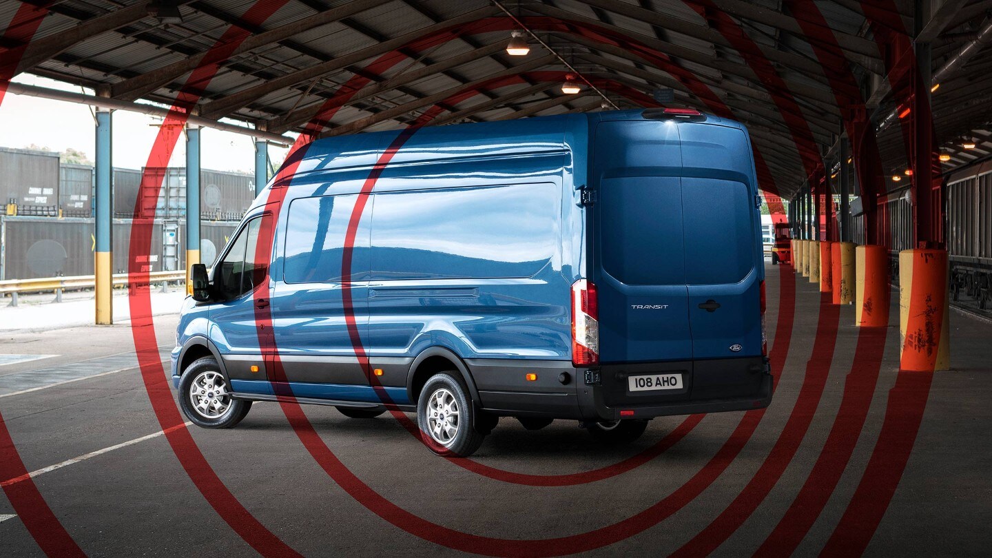 Ford Transit in Blau Diebstahl-Alarmanlage Illustration