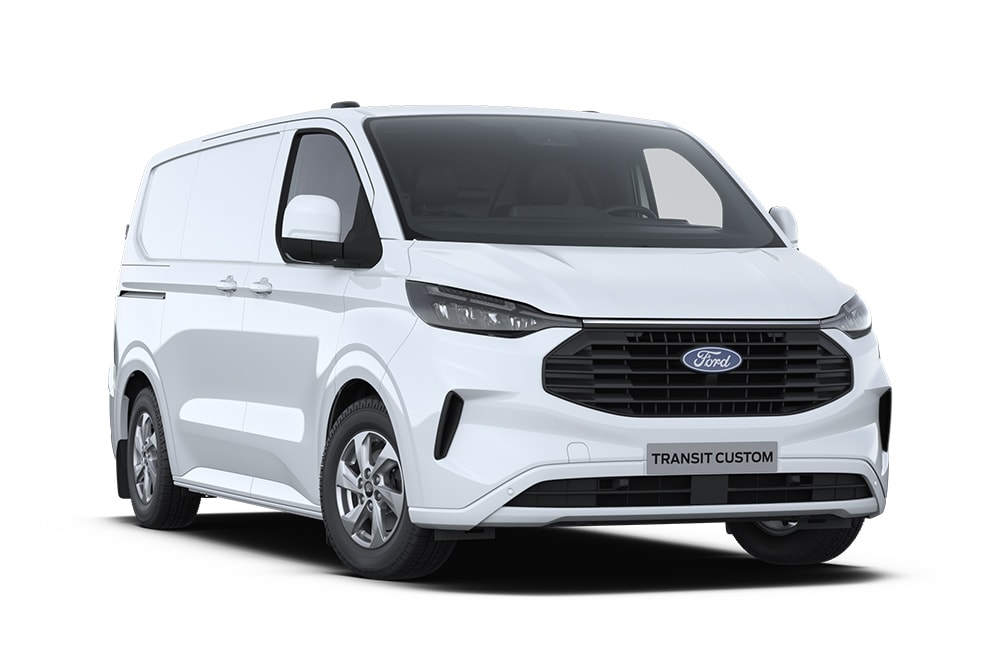 Weisser Ford Transit Custom Kleintransporter