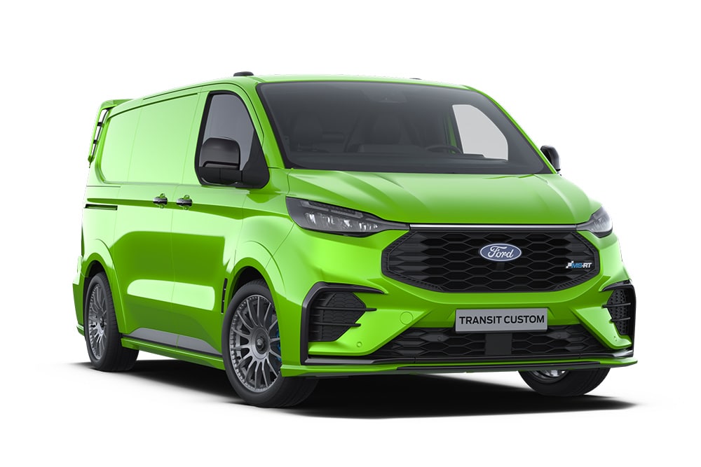 Green Ford Transit Custom MS-RT Van.