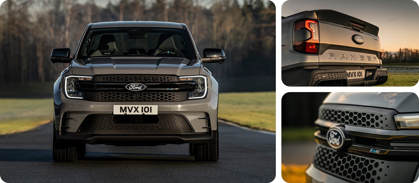 Frontansicht des Ford Ranger MS-RT mit seinem auffälligen Kühlergrill.