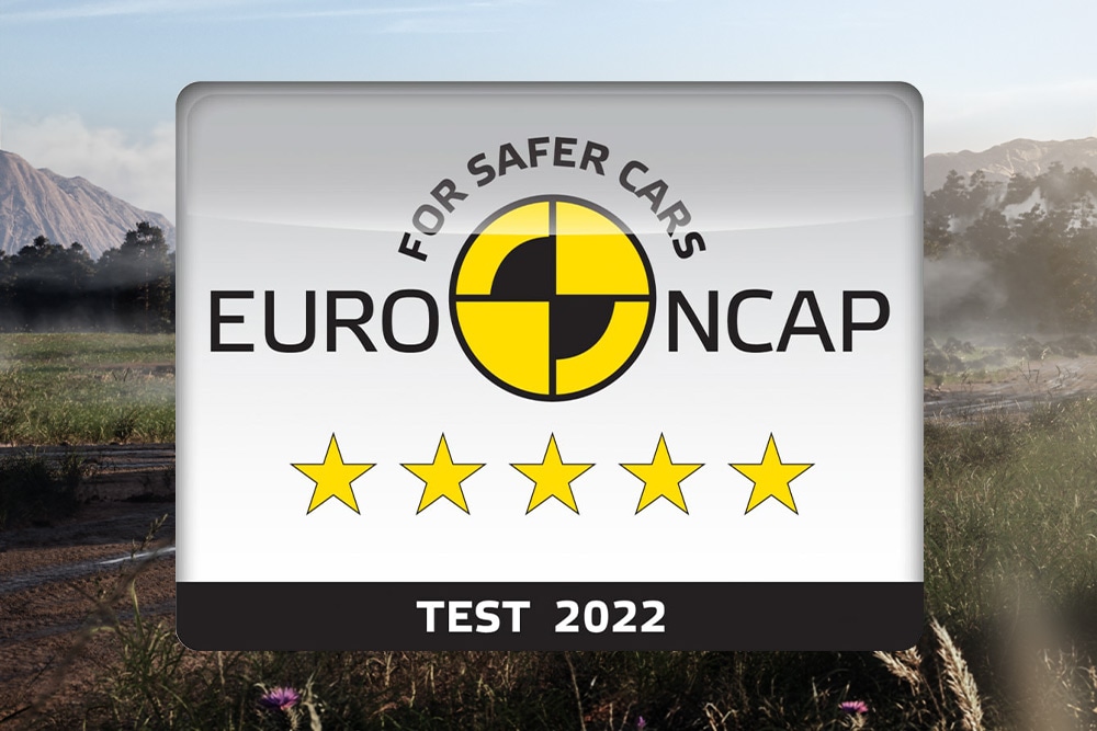 Euro NCAP 5-Sterne-Sicherheitsabzeichen für den Ford Ranger, getestet im Jahr 2022.