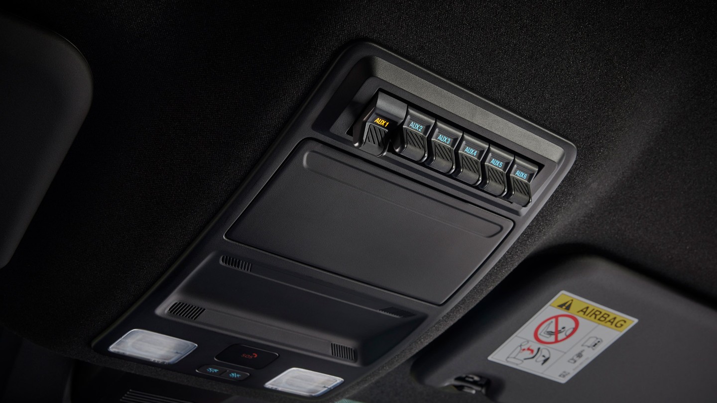 Ford Ranger Detailansicht zusätzliche Schalter in der Dachkonsole