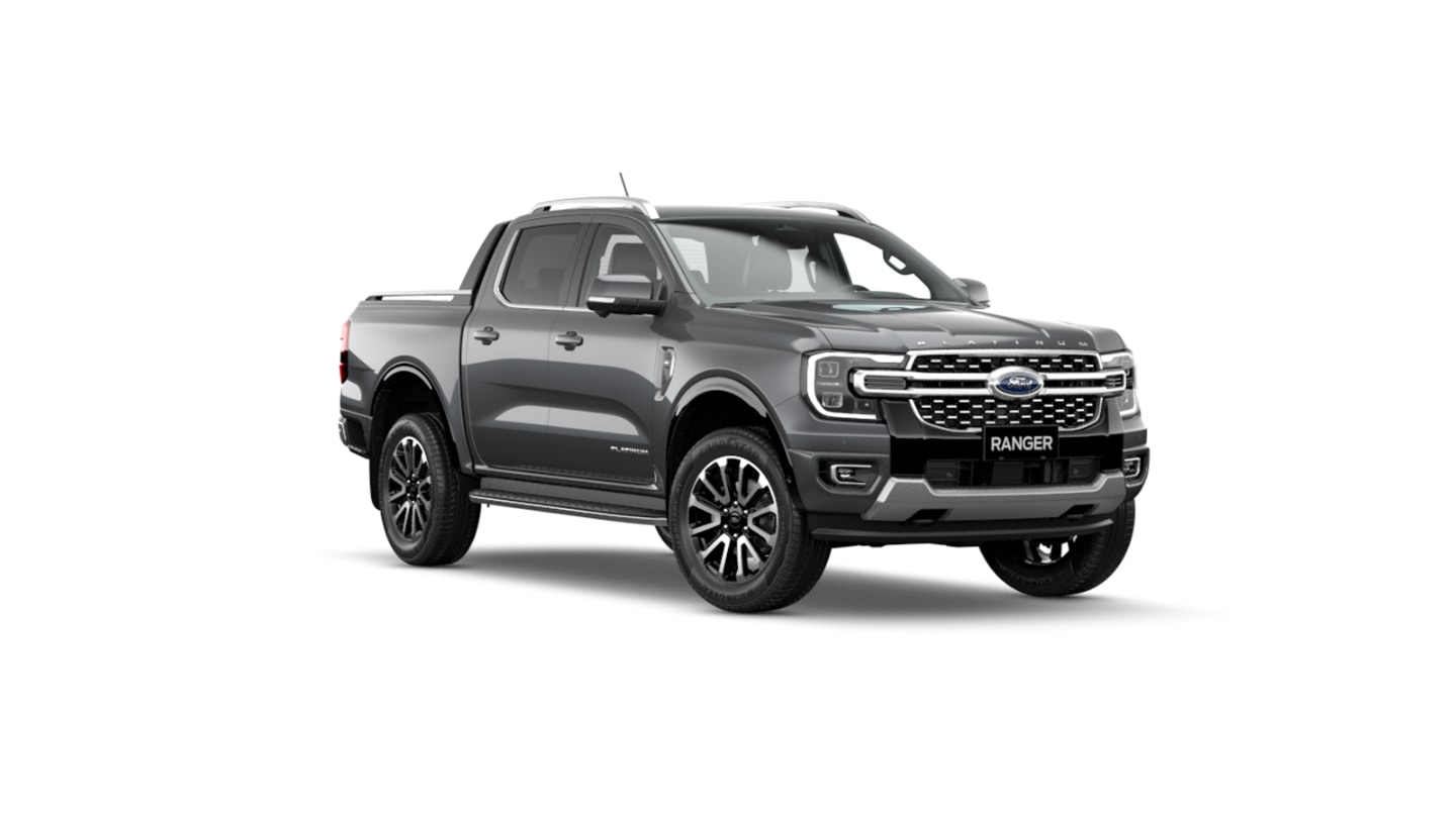 Der neue Ford Ranger Platinum in Grau in der ¾ Frontansicht