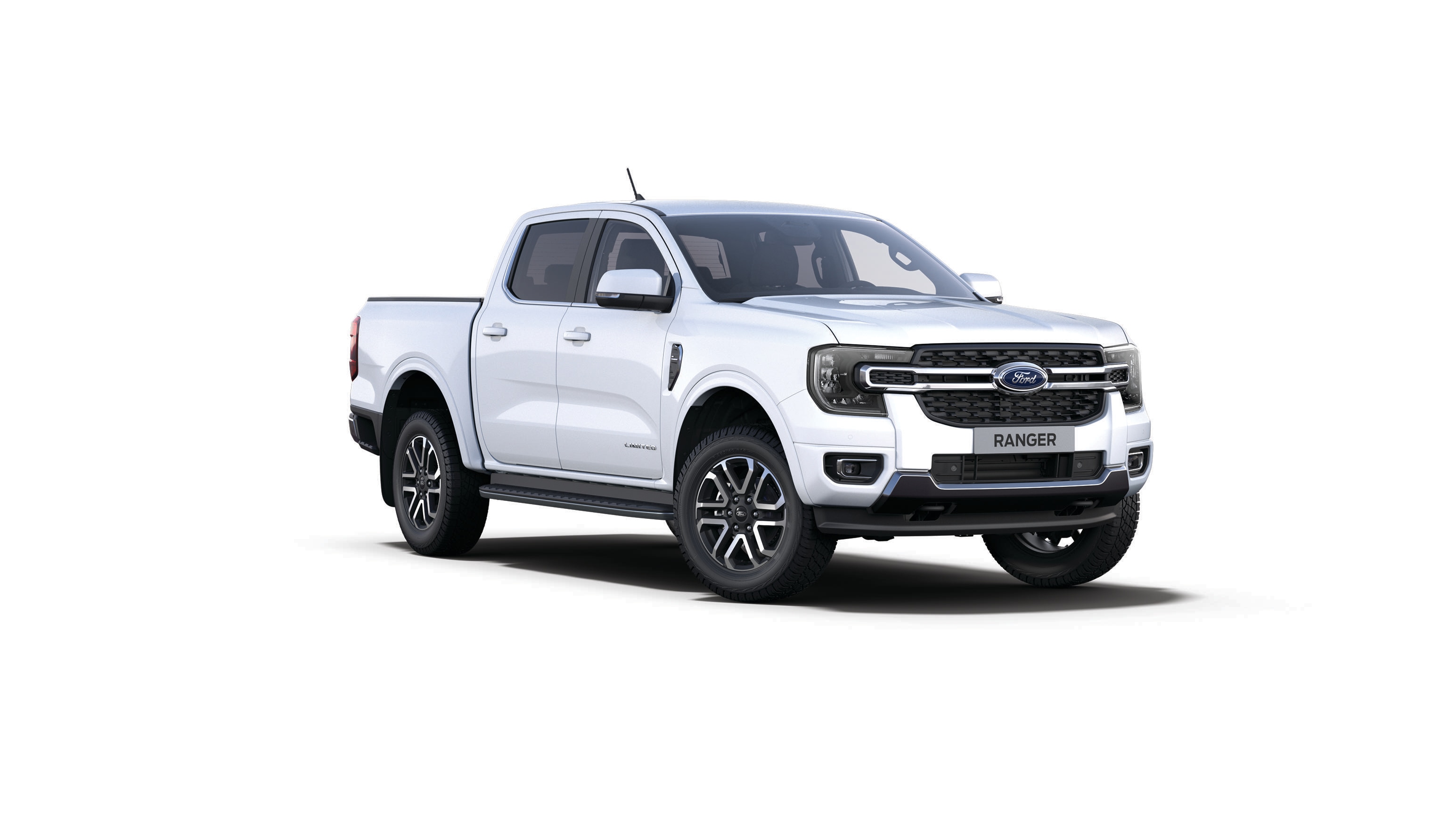 Der Ford Ranger Limited in Weiß in der ¾ Frontansicht
