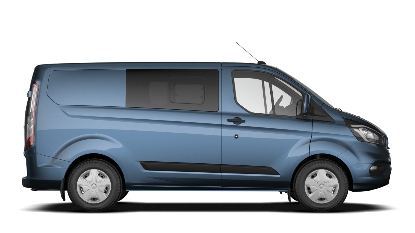 Ford Transit Custom Doppelkabine Blau Seitenansicht Freisteller