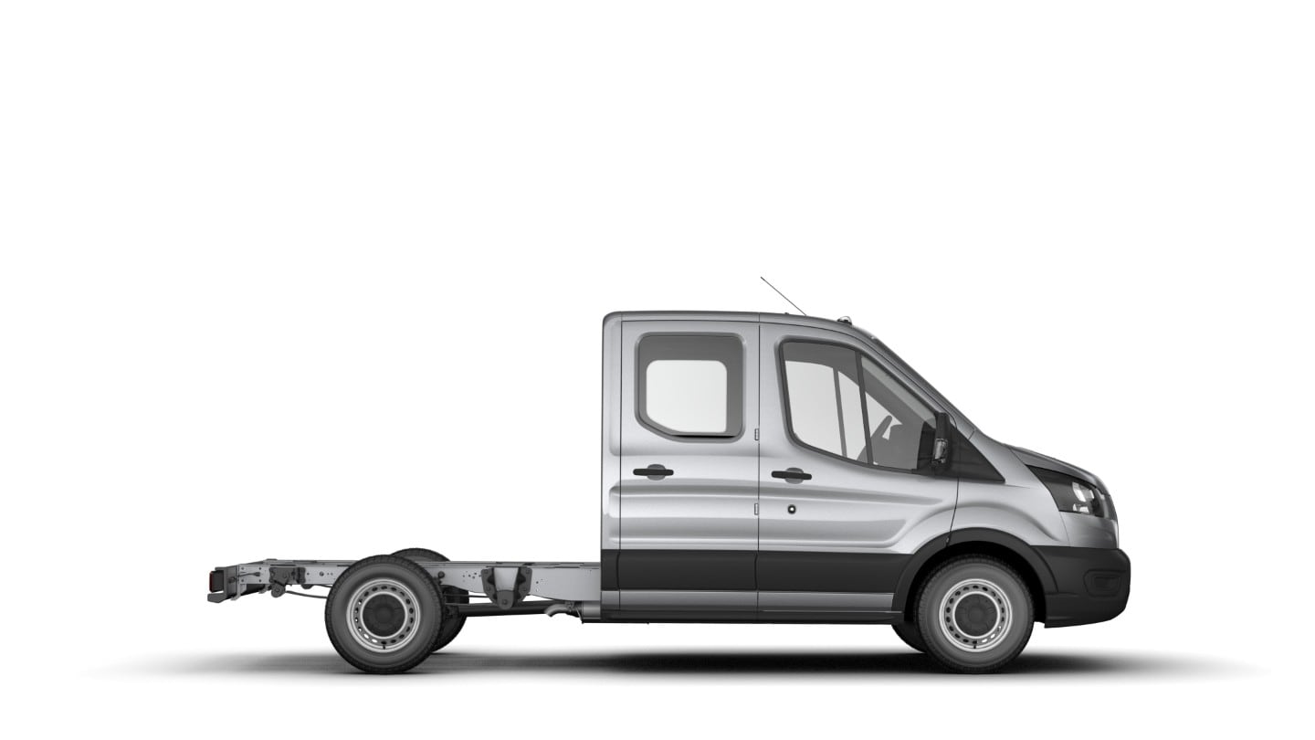 Ford Transit Fahrgestell Doppelkabine Silber Seitenansicht