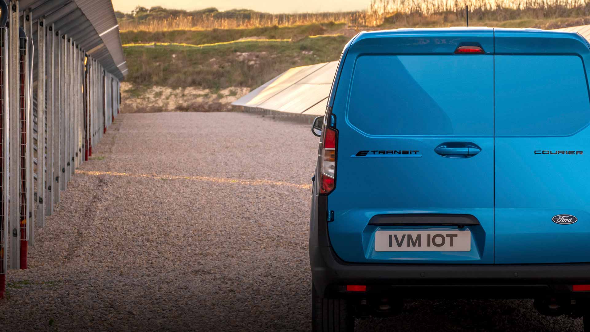 Ford E-Transit Courier Rear View Blue