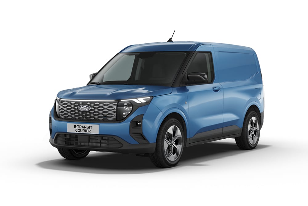 Blue Ford E-Transit Courier