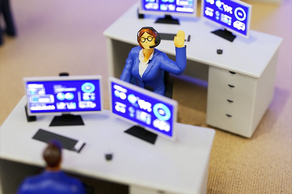 Ein geschäftiges FORDLiive Zentrum für Flottenfahrzeugdaten und -management.