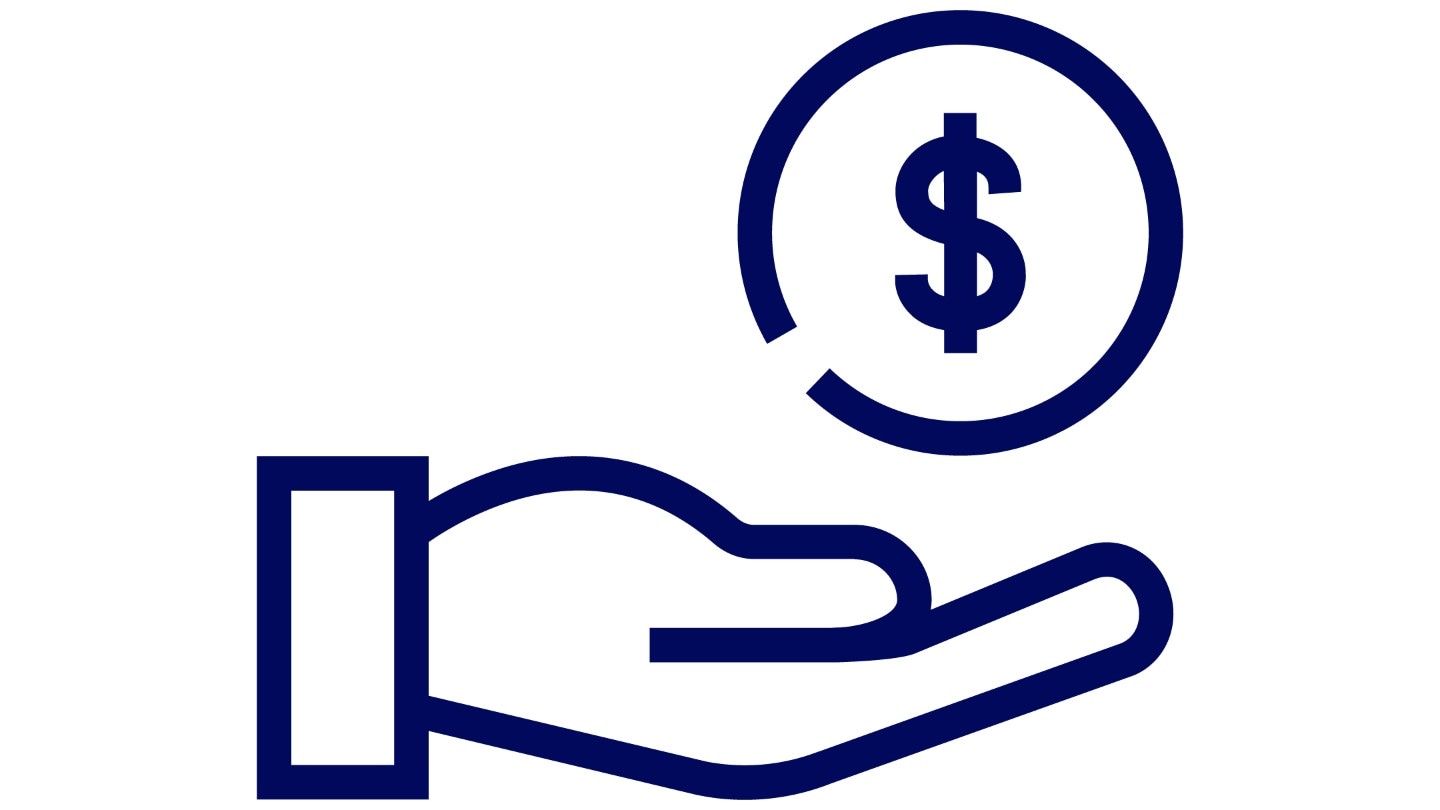 Symbol, das ein Dollarzeichen mit der Beschriftung "Wert Erhalt" zeigt