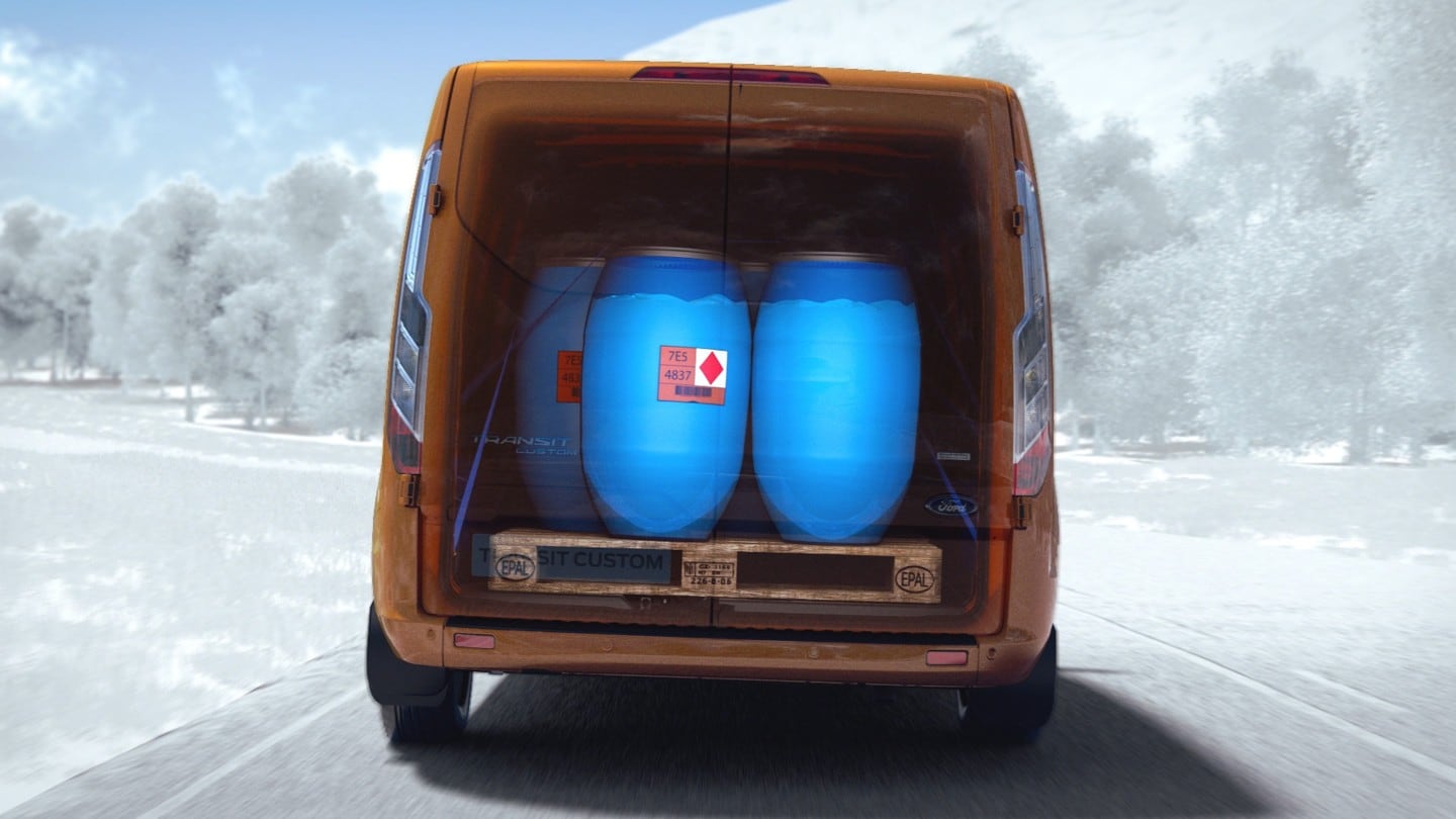 Ford Transit Custom Heckansicht Adaptive Lastkontrolle Illustration